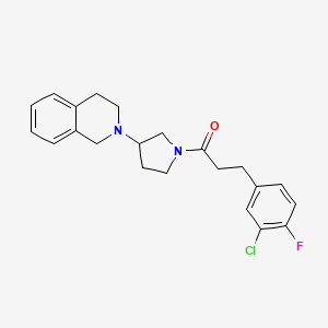 molecular formula C22H24ClFN2O B2947288 3-(3-chloro-4-fluorophenyl)-1-(3-(3,4-dihydroisoquinolin-2(1H)-yl)pyrrolidin-1-yl)propan-1-one CAS No. 1904067-61-3