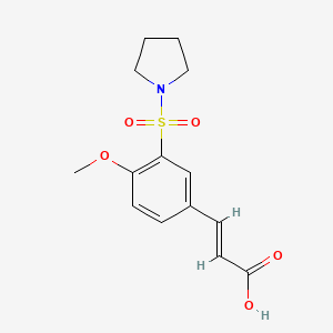 molecular formula C14H17NO5S B2947289 (2E)-3-[4-Methoxy-3-(pyrrolidin-1-ylsulfonyl)phenyl]acrylic acid CAS No. 324779-72-8