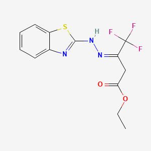 molecular formula C13H12F3N3O2S B2947312 ethyl (3Z)-3-[2-(1,3-benzothiazol-2-yl)hydrazin-1-ylidene]-4,4,4-trifluorobutanoate CAS No. 1025562-02-0
