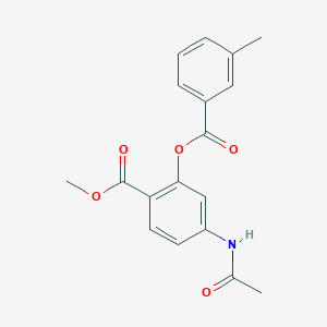 molecular formula C18H17NO5 B2947337 Methyl 4-(acetylamino)-2-[(3-methylbenzoyl)oxy]benzenecarboxylate CAS No. 477889-94-4