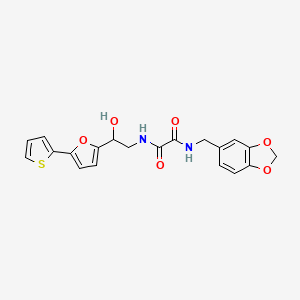 molecular formula C20H18N2O6S B2947339 N'-[(2H-1,3-benzodioxol-5-yl)methyl]-N-{2-hydroxy-2-[5-(thiophen-2-yl)furan-2-yl]ethyl}ethanediamide CAS No. 2309186-24-9