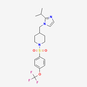 molecular formula C19H24F3N3O3S B2947342 4-((2-isopropyl-1H-imidazol-1-yl)methyl)-1-((4-(trifluoromethoxy)phenyl)sulfonyl)piperidine CAS No. 1396873-13-4