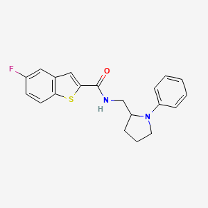 molecular formula C20H19FN2OS B2947350 5-fluoro-N-((1-phenylpyrrolidin-2-yl)methyl)benzo[b]thiophene-2-carboxamide CAS No. 1797281-02-7