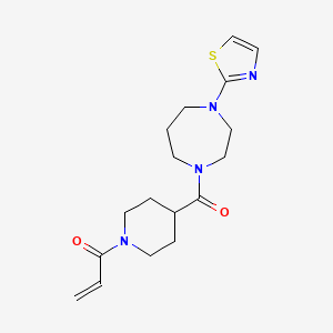 molecular formula C17H24N4O2S B2947351 1-[4-[4-(1,3-Thiazol-2-yl)-1,4-diazepane-1-carbonyl]piperidin-1-yl]prop-2-en-1-one CAS No. 2361748-78-7