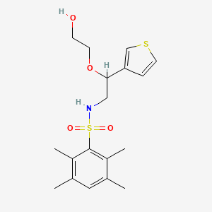 molecular formula C18H25NO4S2 B2947352 N-(2-(2-hydroxyethoxy)-2-(thiophen-3-yl)ethyl)-2,3,5,6-tetramethylbenzenesulfonamide CAS No. 2034315-83-6