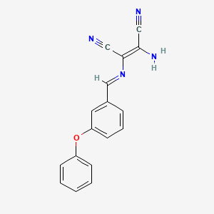 molecular formula C17H12N4O B2947356 (2Z)-2-amino-3-[(E)-[(3-phenoxyphenyl)methylidene]amino]but-2-enedinitrile CAS No. 933949-57-6