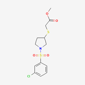 Methyl 2-((1-((3-chlorophenyl)sulfonyl)pyrrolidin-3-yl)thio)acetate
