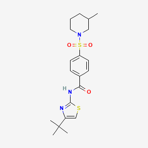 molecular formula C20H27N3O3S2 B2947362 N-(4-(叔丁基)噻唑-2-基)-4-((3-甲基哌啶-1-基)磺酰基)苯甲酰胺 CAS No. 683264-23-5