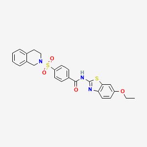 molecular formula C25H23N3O4S2 B2947366 4-((3,4-dihydroisoquinolin-2(1H)-yl)sulfonyl)-N-(6-ethoxybenzo[d]thiazol-2-yl)benzamide CAS No. 361480-50-4