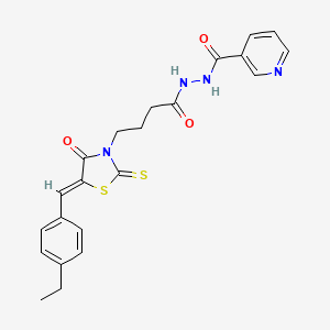 molecular formula C22H22N4O3S2 B2947367 (Z)-N'-(4-(5-(4-ethylbenzylidene)-4-oxo-2-thioxothiazolidin-3-yl)butanoyl)nicotinohydrazide CAS No. 315243-98-2