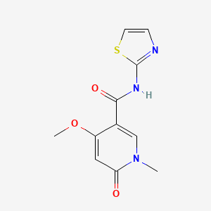 molecular formula C11H11N3O3S B2947386 4-methoxy-1-methyl-6-oxo-N-(thiazol-2-yl)-1,6-dihydropyridine-3-carboxamide CAS No. 2034618-80-7