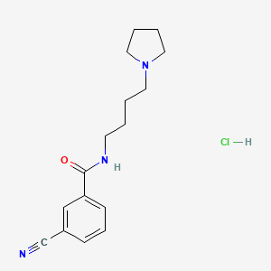 molecular formula C16H22ClN3O B2947417 3-cyano-N-(4-(pyrrolidin-1-yl)butyl)benzamide hydrochloride CAS No. 1396746-70-5