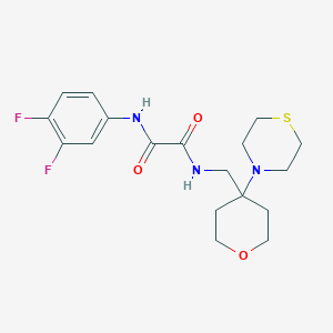 molecular formula C18H23F2N3O3S B2947418 N'-(3,4-Difluorophenyl)-N-[(4-thiomorpholin-4-yloxan-4-yl)methyl]oxamide CAS No. 2415532-53-3