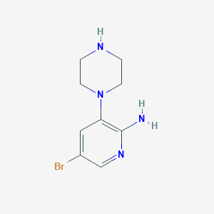 molecular formula C9H13BrN4 B2947419 5-Bromo-3-(piperazin-1-yl)pyridin-2-amine CAS No. 1335051-33-6