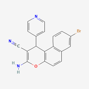 molecular formula C19H12BrN3O B2947420 3-amino-8-bromo-1-(pyridin-4-yl)-1H-benzo[f]chromene-2-carbonitrile CAS No. 1272756-34-9