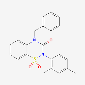 molecular formula C22H20N2O3S B2947421 4-benzyl-2-(2,4-dimethylphenyl)-2H-1,2,4-benzothiadiazin-3(4H)-one 1,1-dioxide CAS No. 941913-41-3