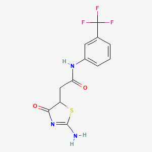 molecular formula C12H10F3N3O2S B2947422 2-(2-imino-4-oxo-1,3-thiazolidin-5-yl)-N-[3-(trifluoromethyl)phenyl]acetamide CAS No. 308294-69-1