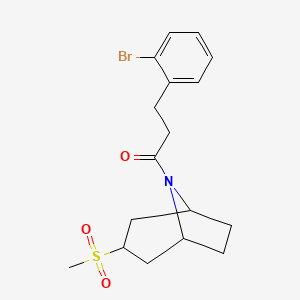 molecular formula C17H22BrNO3S B2947428 3-(2-bromophenyl)-1-((1R,5S)-3-(methylsulfonyl)-8-azabicyclo[3.2.1]octan-8-yl)propan-1-one CAS No. 1705783-08-9