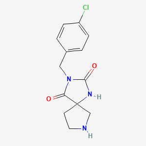 molecular formula C13H14ClN3O2 B2947429 3-(4-Chlorobenzyl)-1,3,7-triazaspiro[4.4]nonane-2,4-dione CAS No. 1514483-74-9