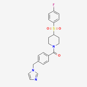 molecular formula C22H22FN3O3S B2947438 (4-((1H-imidazol-1-yl)methyl)phenyl)(4-((4-fluorophenyl)sulfonyl)piperidin-1-yl)methanone CAS No. 1448063-41-9