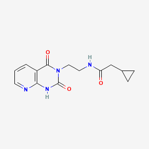 molecular formula C14H16N4O3 B2947442 2-cyclopropyl-N-(2-(2,4-dioxo-1,2-dihydropyrido[2,3-d]pyrimidin-3(4H)-yl)ethyl)acetamide CAS No. 2034504-65-7