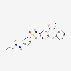 molecular formula C25H25N3O5S B2947445 N-(4-(N-(10-ethyl-11-oxo-10,11-dihydrodibenzo[b,f][1,4]oxazepin-2-yl)sulfamoyl)phenyl)butyramide CAS No. 922062-39-3