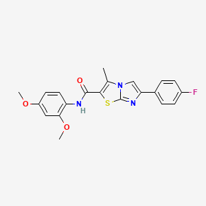 molecular formula C21H18FN3O3S B2947472 N-(2,4-dimethoxyphenyl)-6-(4-fluorophenyl)-3-methylimidazo[2,1-b][1,3]thiazole-2-carboxamide CAS No. 852134-35-1