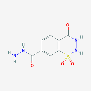 molecular formula C8H8N4O4S B2947478 1,1,4-Trioxo-3,4-dihydro-2H-1,2,3-benzothiadiazine-7-carbohydrazide CAS No. 731826-77-0