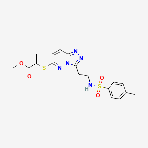 molecular formula C18H21N5O4S2 B2947491 Methyl 2-{[3-(2-{[(4-methylphenyl)sulfonyl]amino}ethyl)[1,2,4]triazolo[4,3-b]pyridazin-6-yl]thio}propanoate CAS No. 872998-42-0