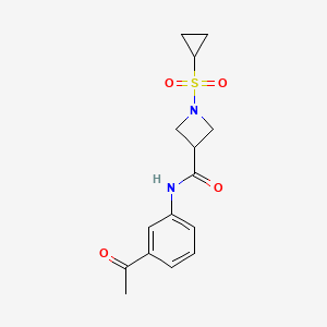 molecular formula C15H18N2O4S B2947497 N-(3-acetylphenyl)-1-(cyclopropylsulfonyl)azetidine-3-carboxamide CAS No. 1428373-02-7