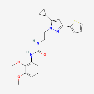 molecular formula C21H24N4O3S B2947500 1-(2-(5-cyclopropyl-3-(thiophen-2-yl)-1H-pyrazol-1-yl)ethyl)-3-(2,3-dimethoxyphenyl)urea CAS No. 1797084-28-6