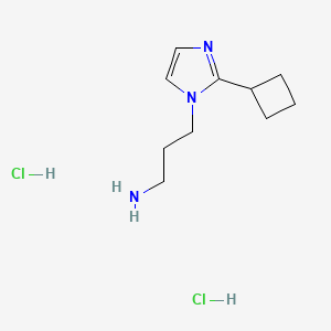molecular formula C10H19Cl2N3 B2947502 3-(2-Cyclobutylimidazol-1-yl)propan-1-amine;dihydrochloride CAS No. 2241130-84-5