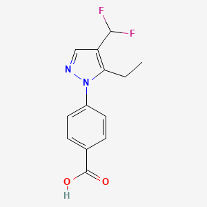 molecular formula C13H12F2N2O2 B2947505 4-[4-(Difluoromethyl)-5-ethylpyrazol-1-yl]benzoic acid CAS No. 2248313-11-1