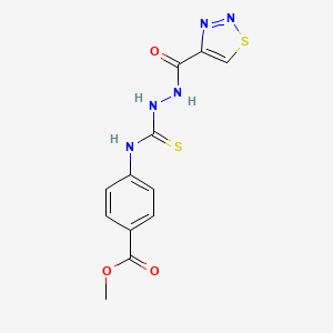 molecular formula C12H11N5O3S2 B2947508 Methyl 4-({[(1,2,3-thiadiazol-4-yl)formohydrazido]methanethioyl}amino)benzoate CAS No. 2319922-42-2