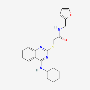 molecular formula C21H24N4O2S B2947515 2-[4-(cyclohexylamino)quinazolin-2-yl]sulfanyl-N-(furan-2-ylmethyl)acetamide CAS No. 688355-11-5