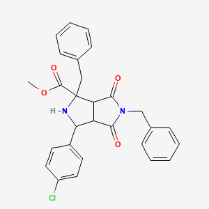 B2947519 Methyl 1,5-dibenzyl-3-(4-chlorophenyl)-4,6-dioxooctahydropyrrolo[3,4-c]pyrrole-1-carboxylate CAS No. 321521-57-7