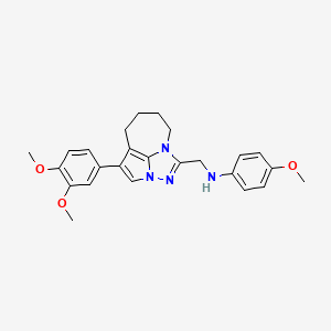 molecular formula C25H28N4O3 B2947523 N-((1-(3,4-dimethoxyphenyl)-5,6,7,8-tetrahydro-2a,3,4a-triazacyclopenta[cd]azulen-4-yl)methyl)-4-methoxyaniline CAS No. 877814-15-8