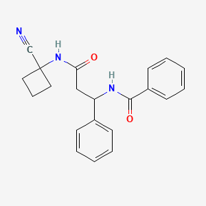 molecular formula C21H21N3O2 B2947558 N-(1-cyanocyclobutyl)-3-phenyl-3-(phenylformamido)propanamide CAS No. 1355896-40-0