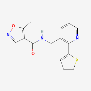 molecular formula C15H13N3O2S B2947569 5-methyl-N-((2-(thiophen-2-yl)pyridin-3-yl)methyl)isoxazole-4-carboxamide CAS No. 2034434-98-3