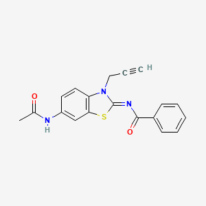 molecular formula C19H15N3O2S B2947584 N-[(2Z)-6-acetamido-3-(prop-2-yn-1-yl)-2,3-dihydro-1,3-benzothiazol-2-ylidene]benzamide CAS No. 865182-74-7