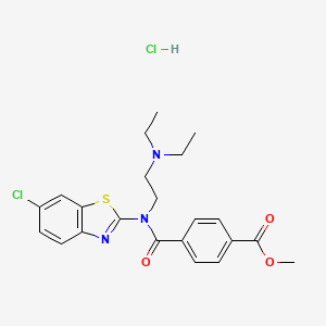 molecular formula C22H25Cl2N3O3S B2947595 Methyl 4-((6-chlorobenzo[d]thiazol-2-yl)(2-(diethylamino)ethyl)carbamoyl)benzoate hydrochloride CAS No. 1217173-68-6