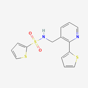 molecular formula C14H12N2O2S3 B2947598 N-((2-(thiophen-2-yl)pyridin-3-yl)methyl)thiophene-2-sulfonamide CAS No. 2034448-23-0