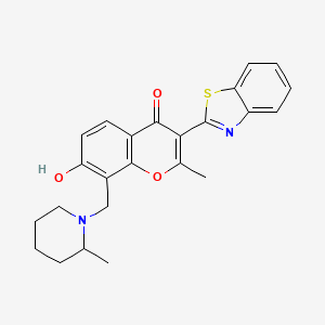 molecular formula C24H24N2O3S B2947631 3-(1,3-benzothiazol-2-yl)-7-hydroxy-2-methyl-8-[(2-methylpiperidin-1-yl)methyl]-4H-chromen-4-one 