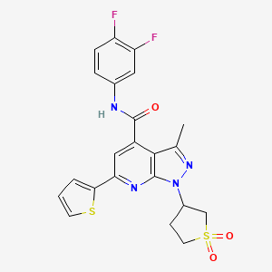 molecular formula C22H18F2N4O3S2 B2947639 N-(3,4-difluorophenyl)-1-(1,1-dioxidotetrahydrothiophen-3-yl)-3-methyl-6-(thiophen-2-yl)-1H-pyrazolo[3,4-b]pyridine-4-carboxamide CAS No. 1105207-60-0