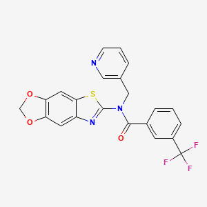 molecular formula C22H14F3N3O3S B2947650 N-([1,3]dioxolo[4,5-f][1,3]benzothiazol-6-yl)-N-(pyridin-3-ylmethyl)-3-(trifluoromethyl)benzamide CAS No. 895019-62-2