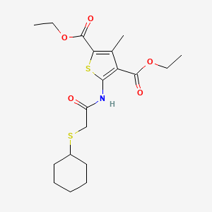 molecular formula C19H27NO5S2 B2947686 Diethyl 5-(2-(cyclohexylthio)acetamido)-3-methylthiophene-2,4-dicarboxylate CAS No. 403843-99-2