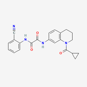 molecular formula C22H20N4O3 B2947692 N'-(2-cyanophenyl)-N-(1-cyclopropanecarbonyl-1,2,3,4-tetrahydroquinolin-7-yl)ethanediamide CAS No. 898447-43-3