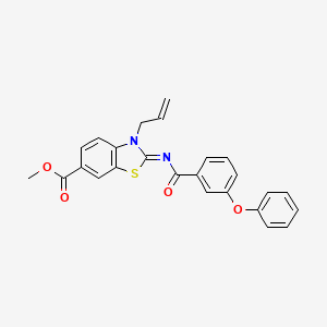 molecular formula C25H20N2O4S B2947695 methyl (2Z)-2-[(3-phenoxybenzoyl)imino]-3-(prop-2-en-1-yl)-2,3-dihydro-1,3-benzothiazole-6-carboxylate CAS No. 865174-96-5
