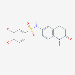 molecular formula C17H17FN2O4S B2947697 3-fluoro-4-methoxy-N-(1-methyl-2-oxo-1,2,3,4-tetrahydroquinolin-6-yl)benzene-1-sulfonamide CAS No. 922105-90-6