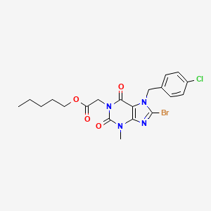molecular formula C20H22BrClN4O4 B2947714 pentyl [8-bromo-7-(4-chlorobenzyl)-3-methyl-2,6-dioxo-2,3,6,7-tetrahydro-1H-purin-1-yl]acetate CAS No. 331840-02-9
